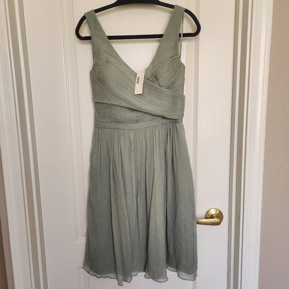 NWT J. Crew Silk Chiffon Heidi Dress Dusty Shale size 0